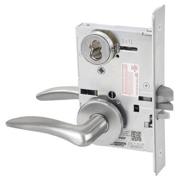 Storeroom or Closet Mortise Lock, DS Lever, A Rose, 6-Pin LFIC Less Core, Satin Chrome